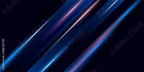 Blue technology background with motion neon light effect.Vector illustration.
