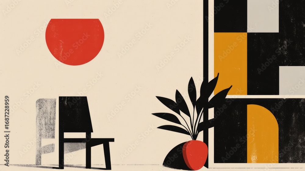 Fototapeta premium The illustration combines bold, modern design elements with a minimalist aesthetic, creating a chic and contemporary look.