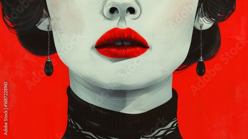 The illustration combines bold, modern design elements with a minimalist aesthetic, creating a chic and contemporary look.