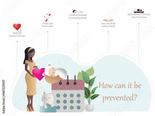 Pregnant woman holding heart with sleeping baby and prenatal care tips