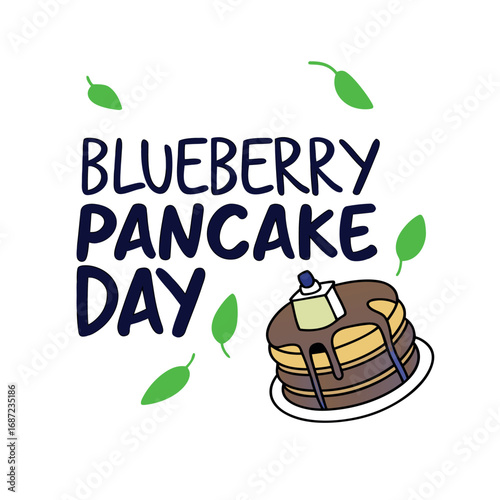  blueberry pancake-day on white back round.