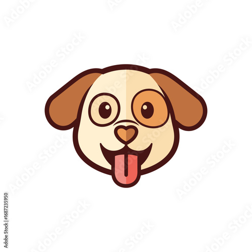 Happy Dog Face with Tongue Out.