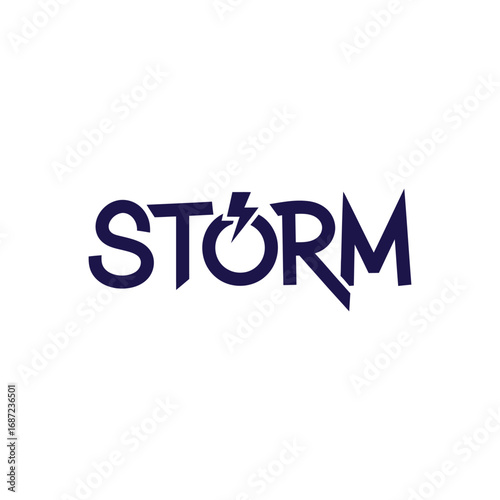 Storm Logo Design with Lightning Bolt Symbol.