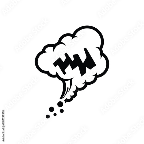 Cartoon Fart Cloud with Odor Symbol Illustration.