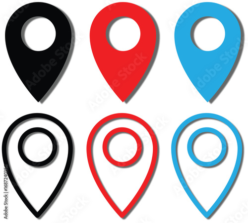 
Location icon set, Map pin place marker. geolocation gps tag icons set. place logo. GPS map location icon.
