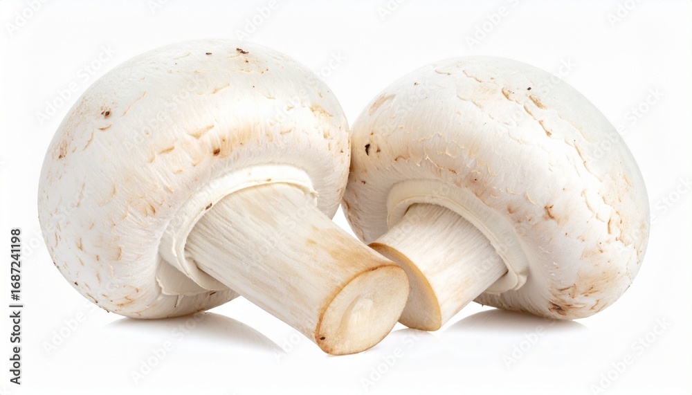 Fototapeta premium Fresh mushroom with smooth white cap organic edible fungus healthy vegetable food isolated on white background 