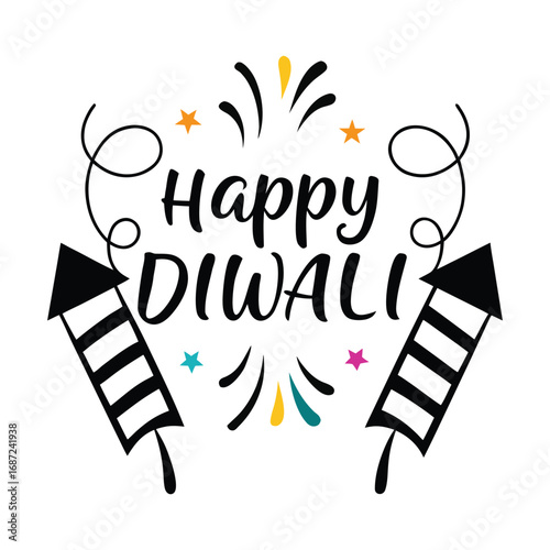 Festive Happy Diwali Hand Lettered Typography