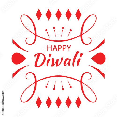 Happy Diwali in Intricate Calligraphy Surrounded