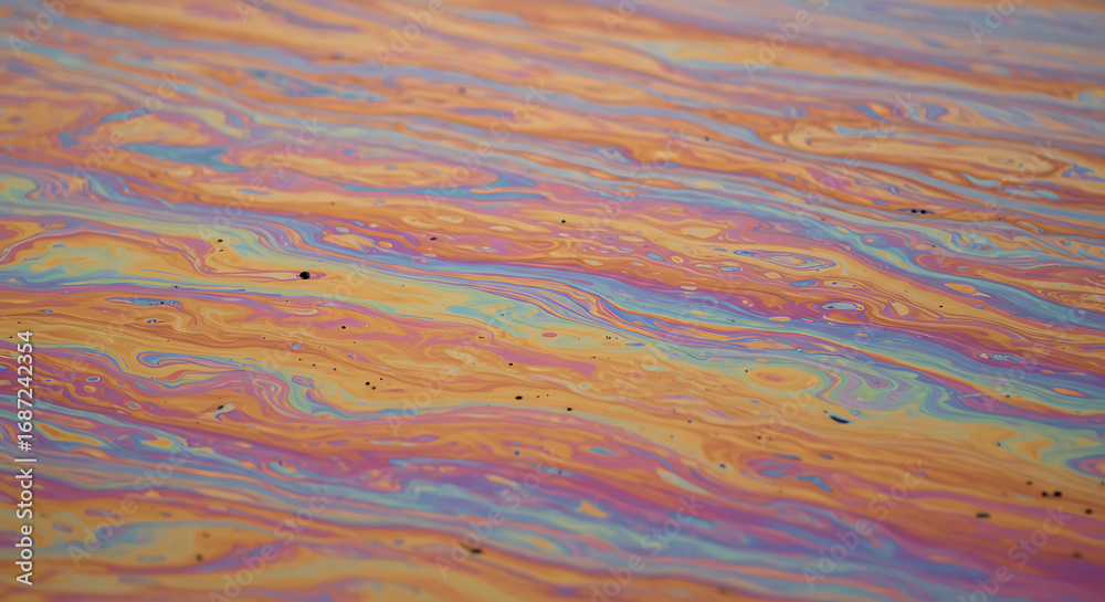 Fototapeta premium Oil reflections on water surface creating rainbow abstract effect