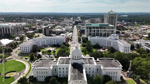 Aerial Drone Footage of Alabama State Capitol Building, Montgomery