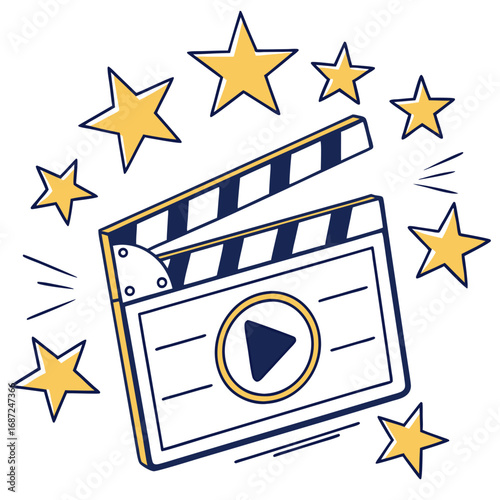 Vector art of clapperboard with stars for film industry concept