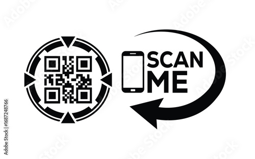 QR code scan icon set. Scan me frame. QR code scan for smartphone. QR code for mobile app, payment and identification. Vector illustration.