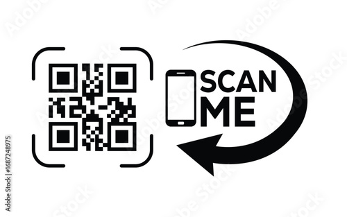 QR code scan icon set. Scan me frame. QR code scan for smartphone. QR code for mobile app, payment and identification. Vector illustration.