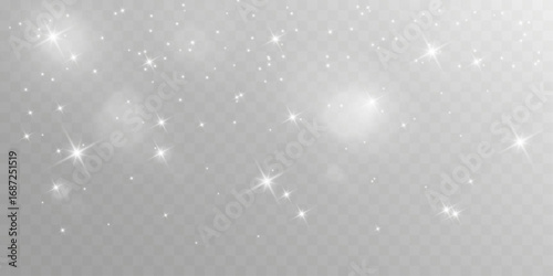 Magical glowing bokeh lights with sparkles on soft blurred background. Elegant dreamy festive atmosphere.