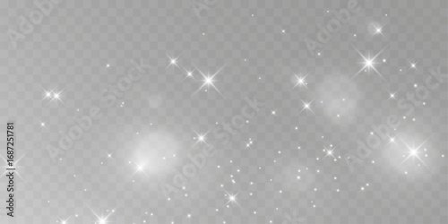 Magical glowing bokeh lights with sparkles on soft blurred background. Elegant dreamy festive atmosphere.