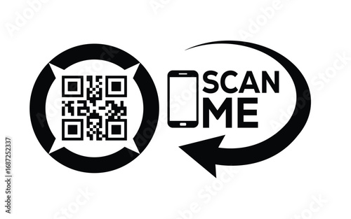 QR code scan icon set. Scan me frame. QR code scan for smartphone. QR code for mobile app, payment and identification. Vector illustration.