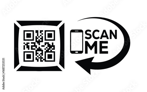 QR code scan icon set. Scan me frame. QR code scan for smartphone. QR code for mobile app, payment and identification. Vector illustration.