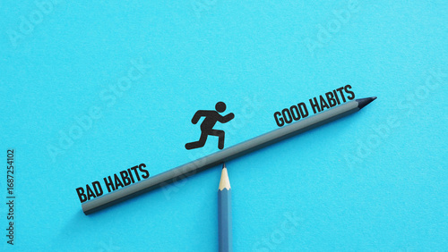 Foto Bad habits and good habits are shown using the text