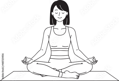 Woman Meditating in Lotus Pose on Yoga Mat meditation