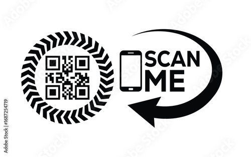 QR code scan icon set. Scan me frame. QR code scan for smartphone. QR code for mobile app, payment and identification. Vector illustration.