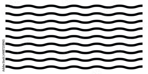  Dark vector wavy line set. Background line icon set. Isolated ornament graphical vector icons. Decoration pattern line.  Modern artistic design. Zigzag isolated line set on white background. 