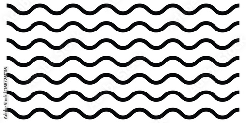  Dark vector wavy line set. Background line icon set. Isolated ornament graphical vector icons. Decoration pattern line.  Modern artistic design. Zigzag isolated line set on white background. EPS 10. 
