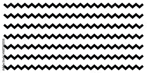  Dark vector wavy line set. Background line icon set. Isolated ornament graphical vector icons. Decoration pattern line.  Modern artistic design. Zigzag isolated line set on white background. EPS 10. 