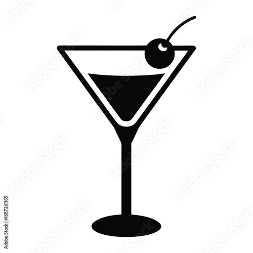 martini glass with cherry vector art