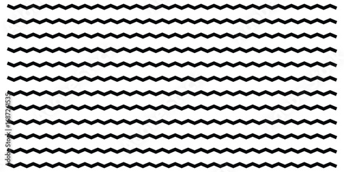 Zigzag isolated line set on white background.  Dark vector wavy line set. Background line icon set. Isolated ornament graphical vector icons. Decoration pattern line.  Modern artistic design.
