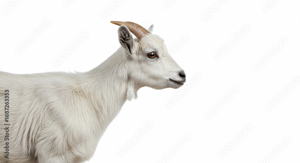 Obraz premium Young Dall Sheep Profile: Crisp White Background