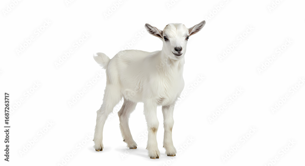 Obraz premium White Kid Goat: Farm Animal Photography