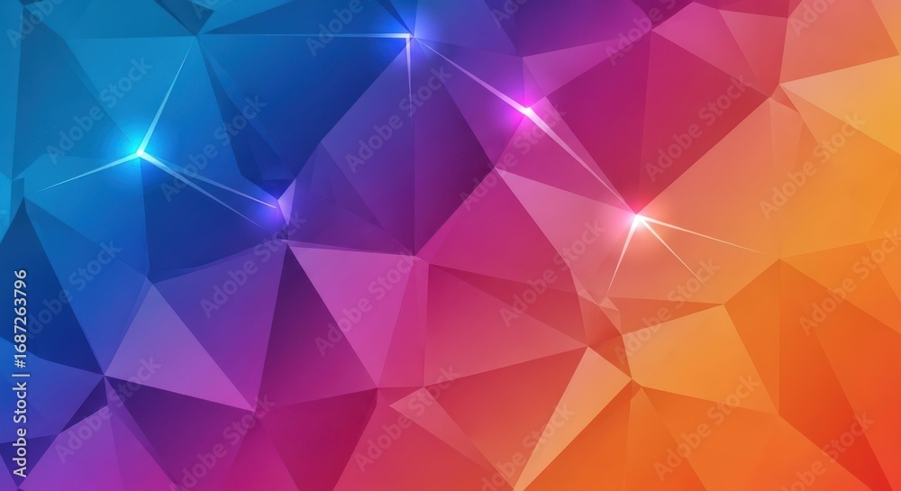Fototapeta premium Vibrant Polygonal Texture with Blue Orange and Purple Gradient