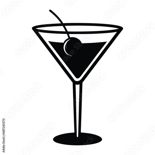 martini glass with cherry vector art