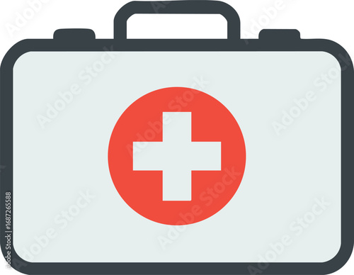 First aid kit vector icon with medical cross symbol for emergency health care and safety equipment illustration