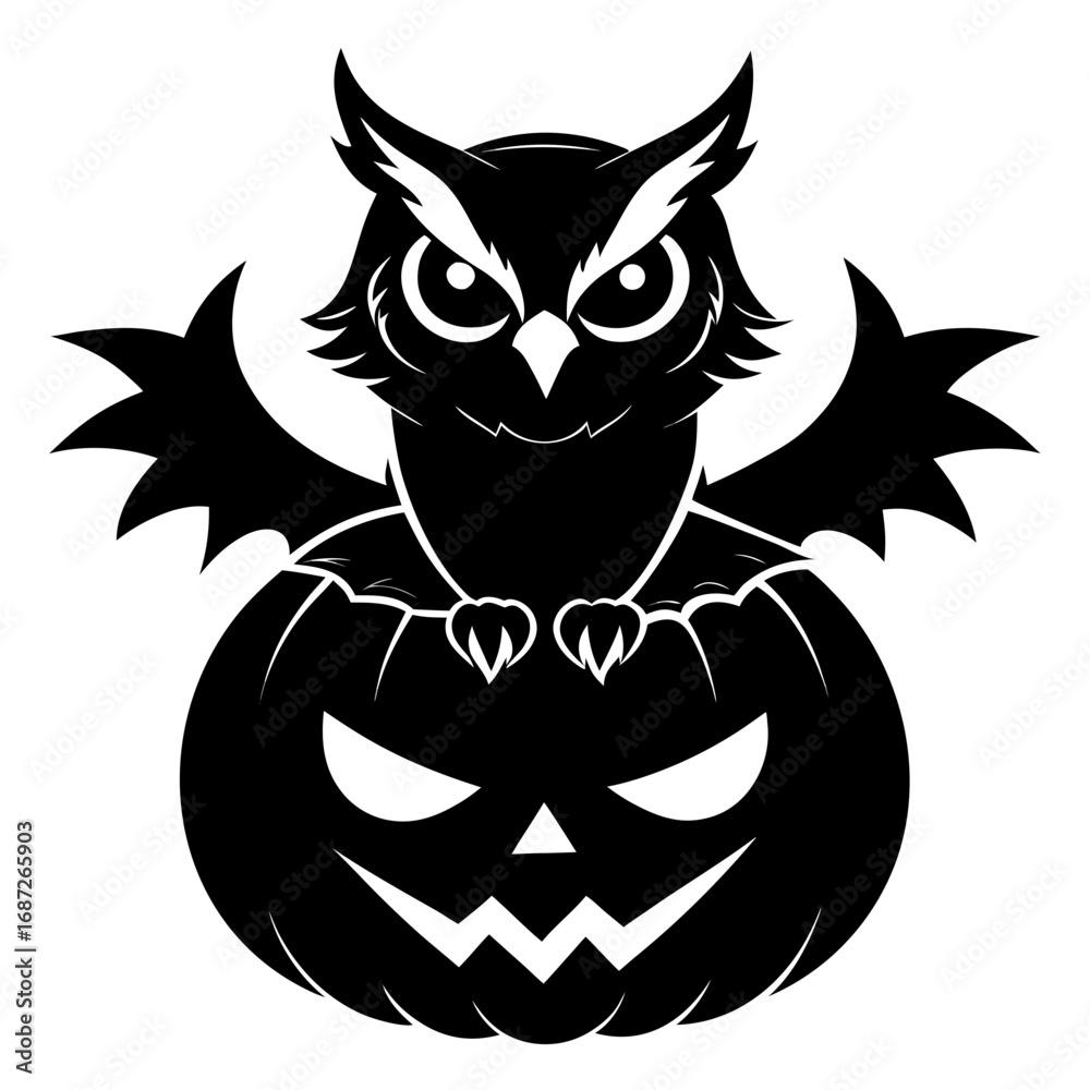 Fototapeta premium Scary Pumpkin Bat Hybrid – Halloween Horror Vector