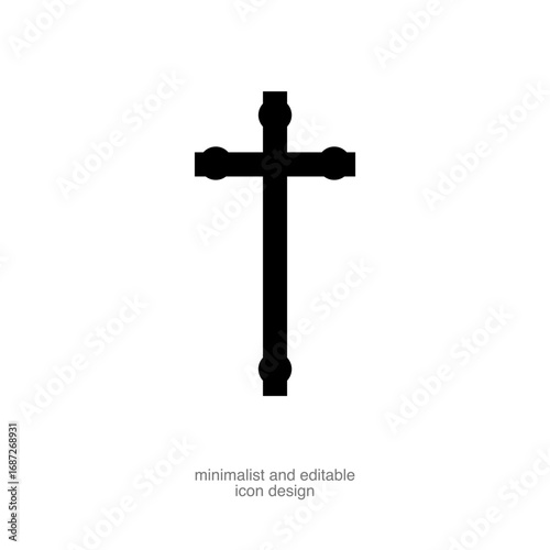 Simple Religious Cross Symbol Isolated on transparent background
