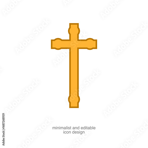 Simple Religious Cross Symbol Isolated on transparent background