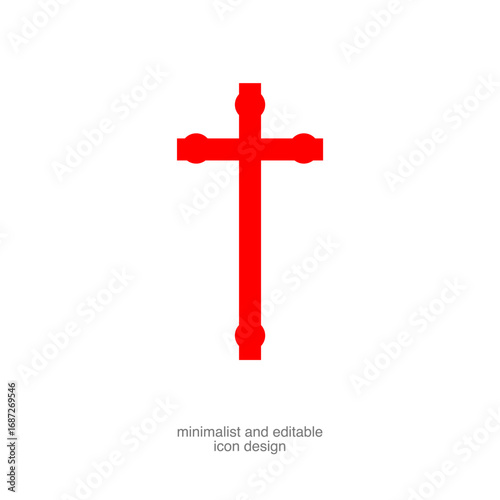 Simple Religious Cross Symbol Isolated on transparent background