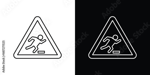 Tripping hazard warning sign design elements pack. Vector symbols for UI Designs