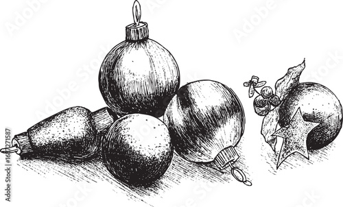 Christmas Ornaments illustration on a white background. This vector illustration can be used in any size you like for advertising, logos, and other work.