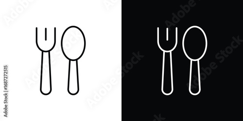 Spoon and Fork icon design elements pack. Vector symbols for UI Designs