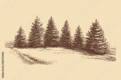 Christmas Tree illustration in a vintage style. This vector illustration can be used in any size you like for advertising, logos, and other work.