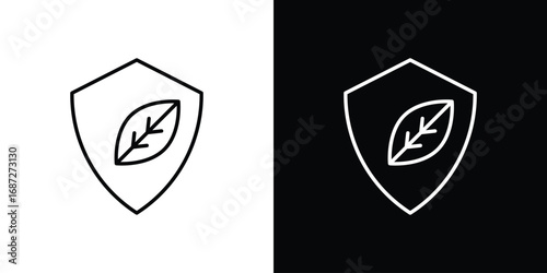 Shield with leafs icon design elements pack. Vector symbols for UI Designs