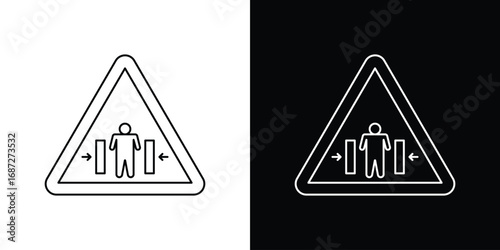 Risk of crushing warning sign design elements pack. Vector symbols for UI Designs