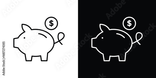 Piggy bank pack. vector glyph flat icons