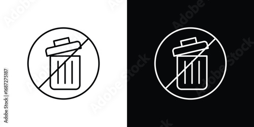 No trash icon design elements pack. Vector symbols for UI Designs