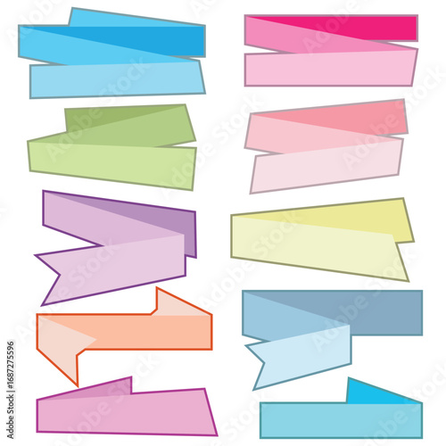 Set of colorful origami banners