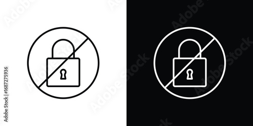 Photos No lock sign design elements pack. Vector symbols for UI Designs