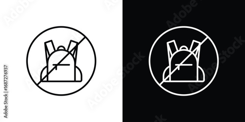 No backpacks allowed sign design elements pack. Vector symbols for UI Designs