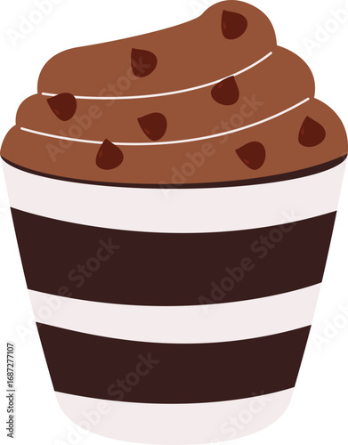 Illustration of Chocolate Cupcake with Frosting